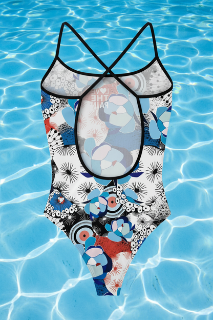 Love The Pain Spaghetti Straps Women Swimwear Bikini Racer Back Swimsuit One Piece Comfortable Suit Printing Functional Swimwear