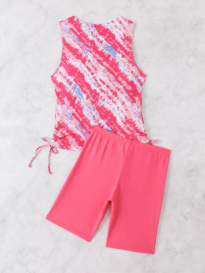 Striped Tankini Two Pieces Swimsuit Women Drawstring Swimwear Female Bathers Bathing Swimming Swim Suit Summer Beachwear