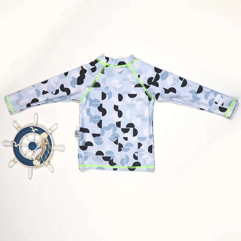 3pcs Boys' Split Style Swimsuit Set Long Sleeve Swimsuit Middle-Aged Young Children's Sunscreen Swimsuit Fashionable Boys