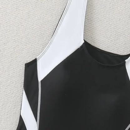Comfortable Triangular One-Piece Swimsuit Women's Sporty Fashionable Competitive Style  Swimwear