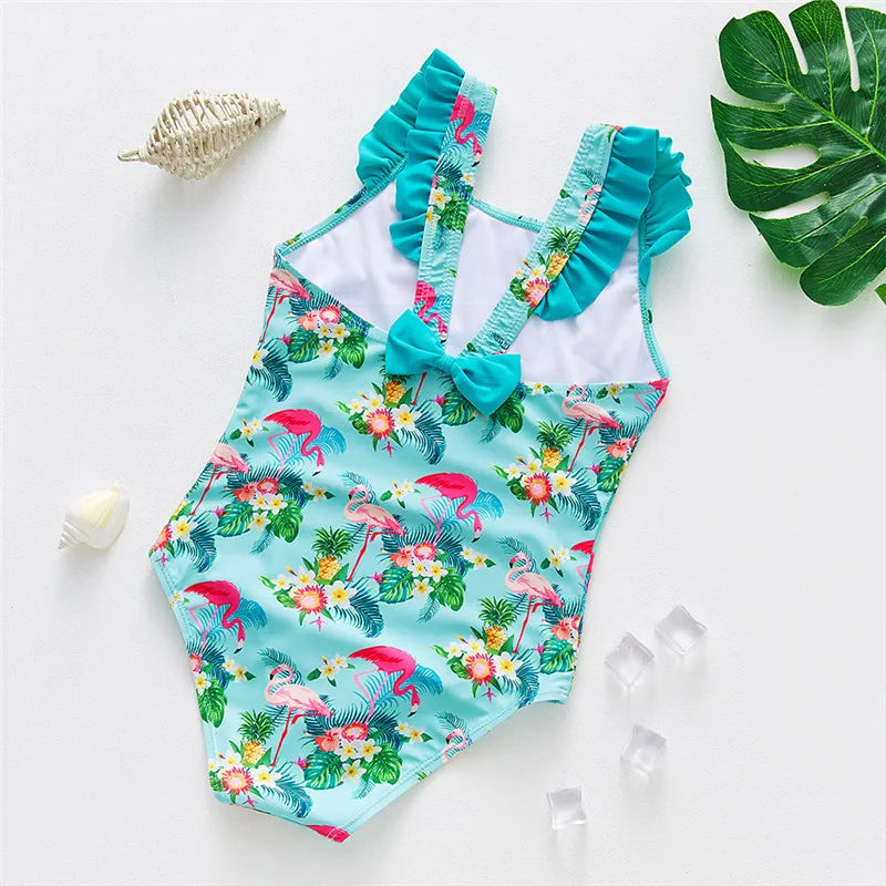 Girls Kids One Pieces Swimsuit Beach Swimwear Bathing Suit Print Kids Girl Bikinis Bodysuit Summer