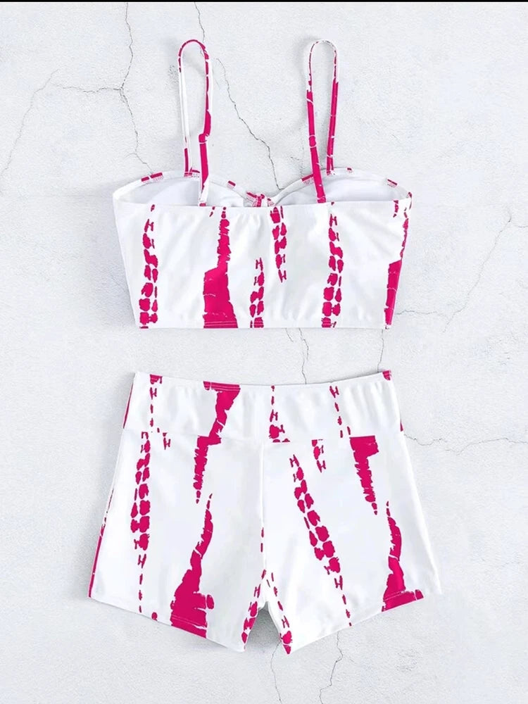 Drawstring Front Shorts Bikinis High Waist Swimsuit Women Swimwear Female Bathers Bathing Swimming Swim Suit Beachwear