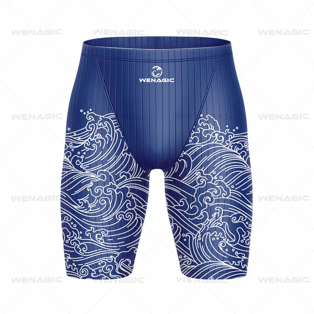 Men's Swimming Jammer Swimwear Endurance Athletic Training Swimsuit Summer Beach Swimming Trunks Diving Surf Tight Shorts