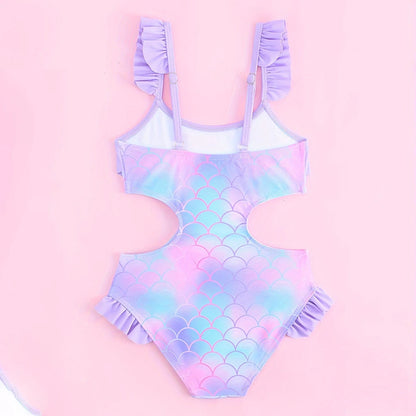 Kids Girl Swimsuit Toddler Girls' One-Piece Bikini Swimwear 3D Fish Scale Baby Suspenders Mermaid Clothes Princess Swimming Suit