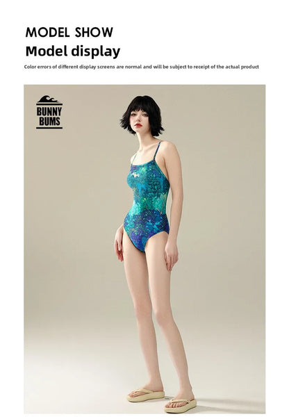 one-piece swimsuit women professional sports racing swimming pool hot spring quick-drying anti-chlorine swimsuit