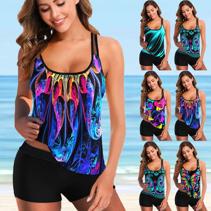 Women Beachwear Swim Multicolor Summer Tankini Monokini Swimwear Bathing Suit Two Pieces Bikini Set Swimsuits Womens S-6XL