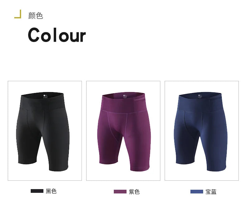 Men's Marathon Running Training Compression Shorts Quick Dry Sports Jogging Tights Fitness Waist Belt Bag Shorts Sportwear Male