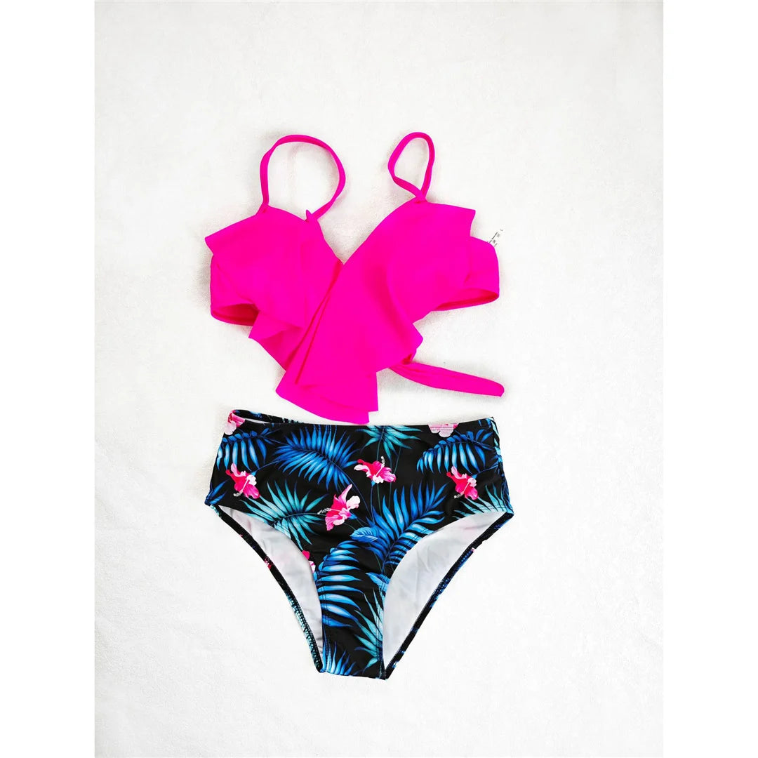 S - XL Printed Underwired Female Swimsuit High Waist Bikini Women Swimwear Two-pieces Bikini set Bather Bathing Suit Swim