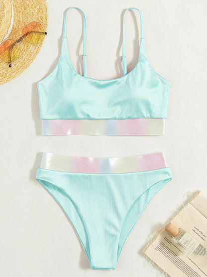 Shiny Sparkling Bikinis Women Swimsuit High Waist Bikini Female Swimwear Two Pieces Bikini Set Bathing Suit Swim Beach Wear