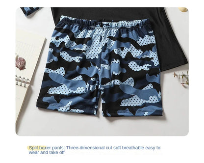 Camouflage Kids Swimsuit Boy Swim Trunks Set Surf Suit Boys Split Short Sleeve Swimsuit Korean Version Baby Swimsuit Plus Size