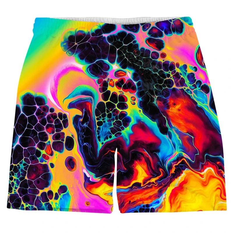 Colorful Psychedelic Graffiti 3D Printed Men Beach Shorts Cool Summer Street Hip Hop Harajuku Y2k Men Kids Hawaiian Short Pants