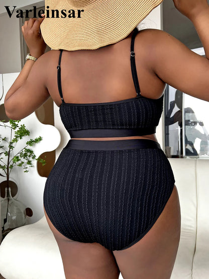 0XL - 4XL Ribbed Bikini Large Size Swimwear Plus Size Women Swimsuit Female Two-pieces Bikini set Bather Bathing Suit Swim