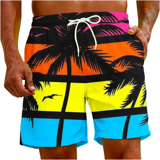 Beach Shorts For Men 3d Printing Tropical Plants Surf Board Shorts Quick Dry Summer Holiday Swimming Trunks