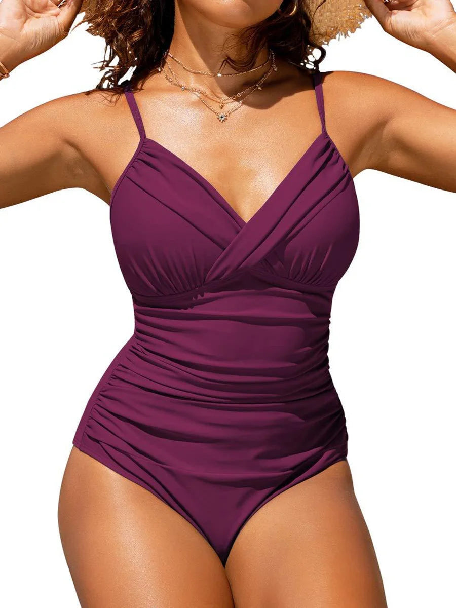 Push Up Swimwear Women One Piece Swimsuit Solid Plus Size Bathers Bathing Suit Padded Beachwear Swimming Summer Bodysuit