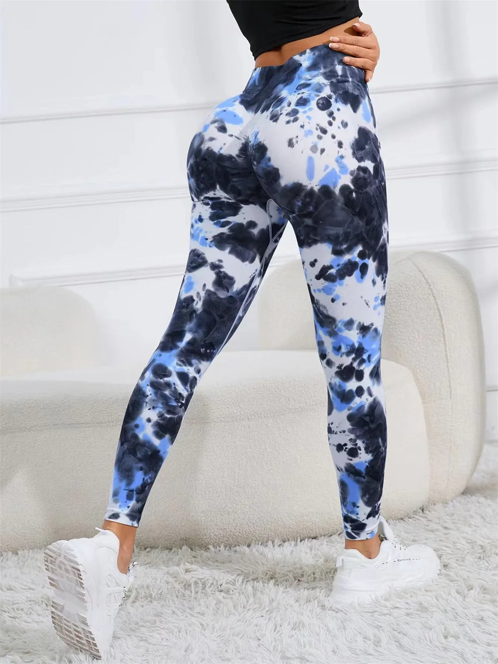 3D tie dye printed sports pant womens running jumpsuit fitness high waisted push-pull jumpsuit sportswear y2k training socks