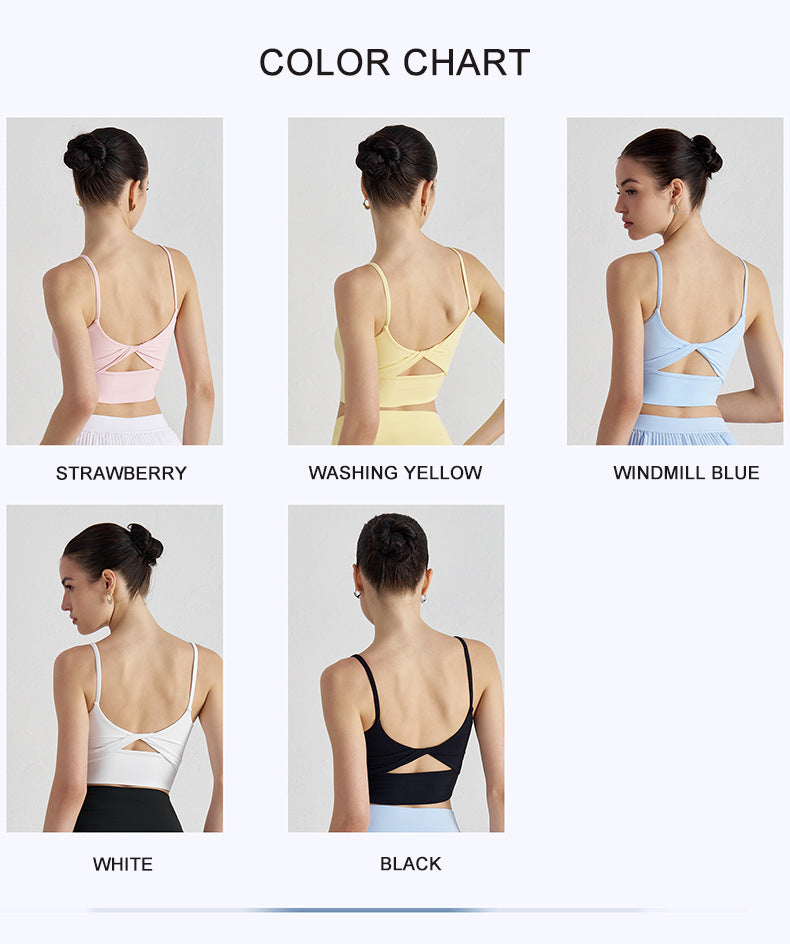 SOISOU Women's Thin-Strap Twist-Back Sports Bra