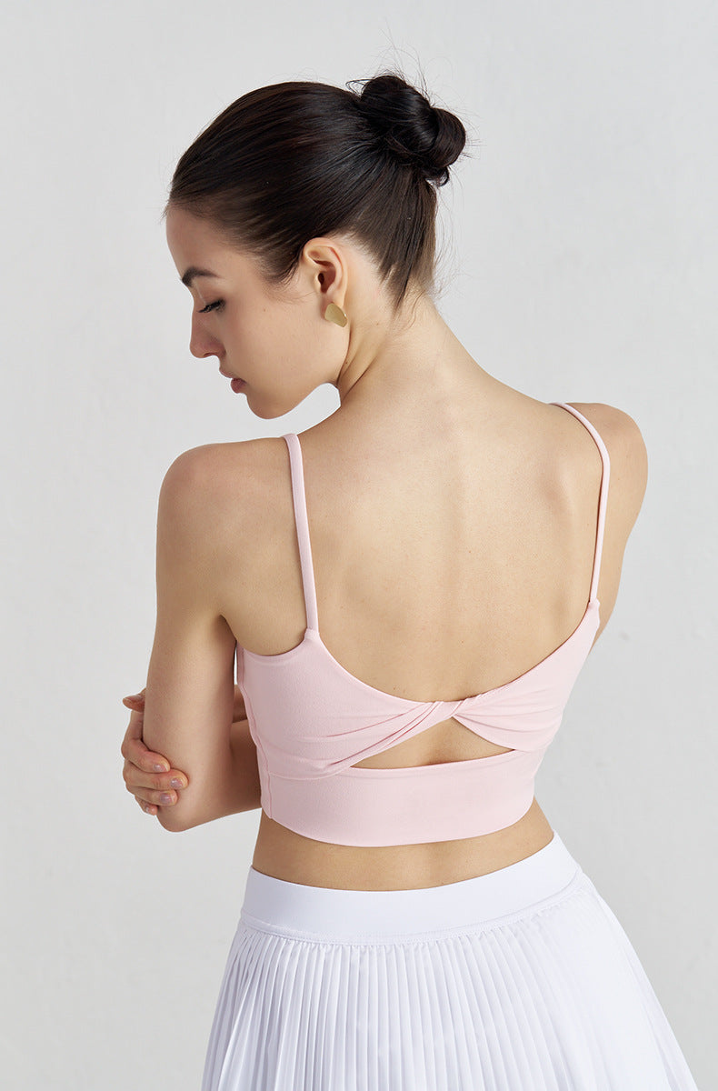 SOISOU Women's Thin-Strap Twist-Back Sports Bra