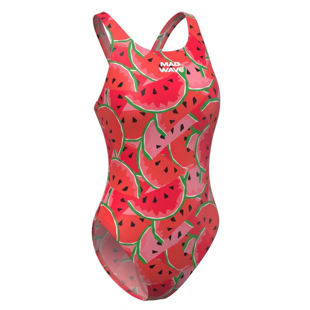 Watermelon print one-piece swimsuit on white background