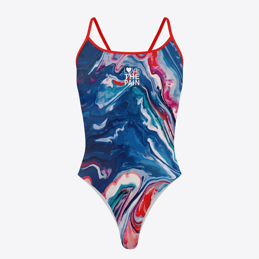 Marble print red straps studio