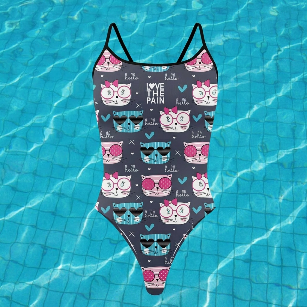 Love The Pain Women One-Piece Swimsuit Pool Bathers Squad Back Monokini Bathing Suits Beachwear Triathlon Functional Training Swimwear